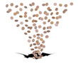 coins falling in black hole