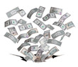 dollar bank notes falling in black hole