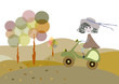 Illustration: bambina in moto bambina in moto