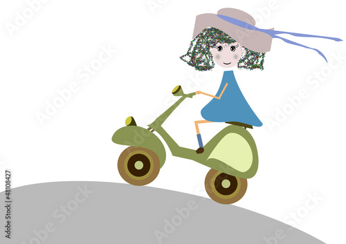 Illustration: bambina in moto bambina in moto