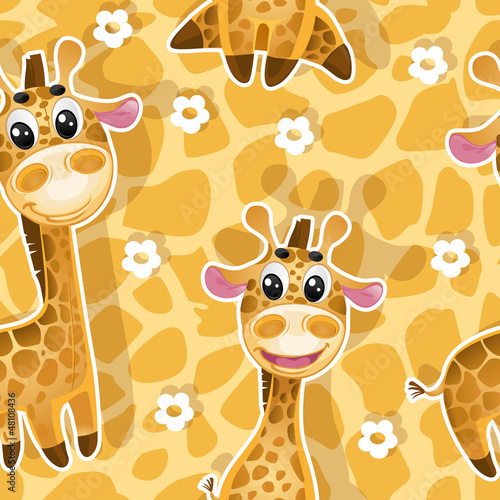 Vector: Seamless background with babies giraffes Seamless background with babies giraffes