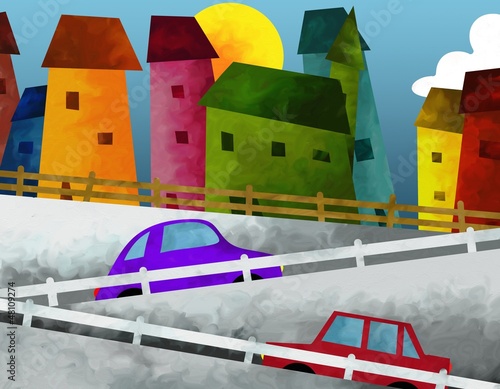 Illustration: paese in collina paese in collina