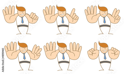 Vector: business man counting number six to ten business man counting number six to ten