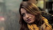 Pensive young woman riding the tram, steadicam shot