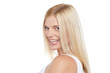 Cheerful sexy blonde flirting with you