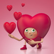 red heart cartoon proposing. Valentine Day greeting