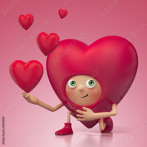 Illustration: red heart cartoon proposing. Valentine Day greeting red heart cartoon proposing. Valentine Day greeting