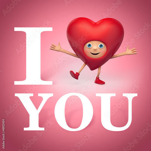 Illustration: Valentine heart cartoon greeting. i love you Valentine heart cartoon greeting. i love you