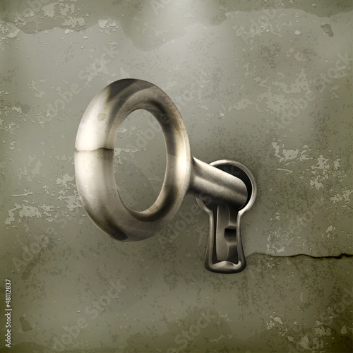 Vector: Key in keyhole, old-style Key in keyhole, old-style