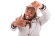 Photo: Young african american woman wearing winter clothes Young african american woman wearing winter clothes
