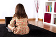 Little girl using a laptop computer