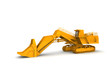 bulldozer-excavator isolated on white