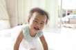 crawling of 10 month baby with funny face