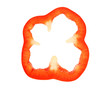 Slice of red bell pepper isolated on white background