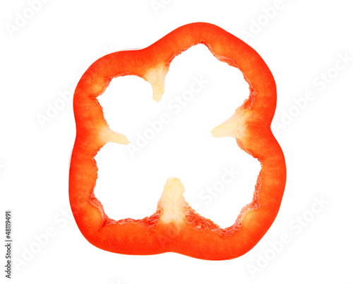 Photo: Slice of red bell pepper isolated on white background Slice of red bell pepper isolated on white background