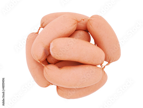 Photo: The heap of sausages isolated on white background The heap of sausages isolated on white background