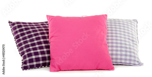 Photo: Colorful pillows isolated on white Colorful pillows isolated on white