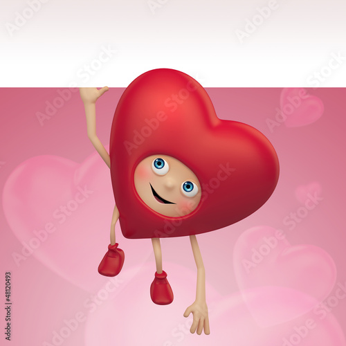 Illustration: funny Valentine's day funny heart cartoon holding banner funny Valentine's day funny heart cartoon holding banner