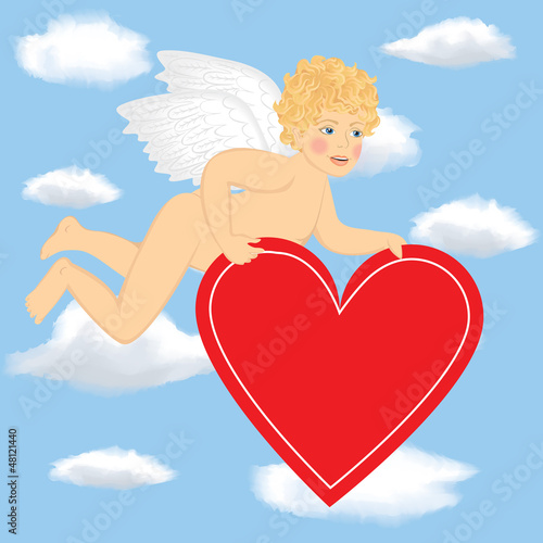 Vector: Cupid fly in the sky Cupid fly in the sky