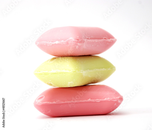 Photo: Stack of soap isolated on the white Stack of soap isolated on the white