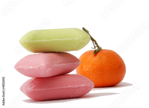 Photo: Stack of soap isolated on the white Stack of soap isolated on the white