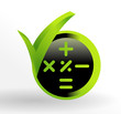 icône calculatrice sur bouton vert et noir