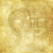 Vintage Venetian Masks On Gold...