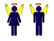 Illustration: Business angel or high achiever transformational concept - white Business angel or high achiever transformational concept - white