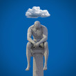 Männliche Statue sitzt auf Säule 3D Wolke