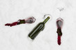 Bottle of red wine and wineglasses