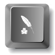 Feather and ink bottle. Vector computer key.