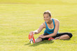 Happy woman jogger training in the park. Healthy lifestyle and p