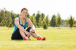 Happy woman jogger training in the park. Healthy lifestyle and p