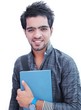 Portrait of Indian / Asian College Student on isolated white
