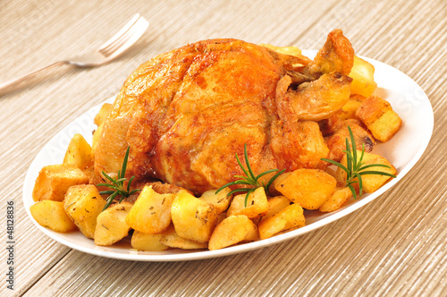 Photo: roast chicken with potatoes roast chicken with potatoes