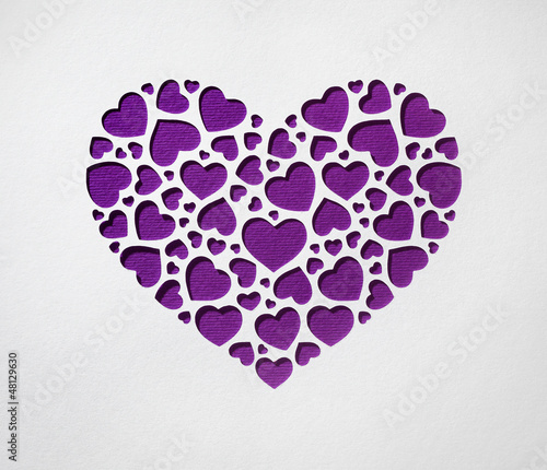 Illustration: Valentine day heart made of small hearts on paper card Valentine day heart made of small hearts on paper card