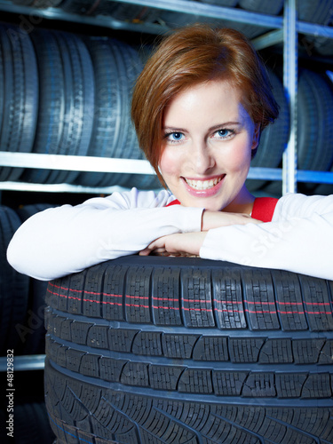 Photo: Apprentice is happy with a trainee position in a tire warehouse Apprentice is happy with a trainee position in a tire warehouse