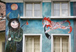 Lucerne, Switzerland, the facade of the house with graffiti
