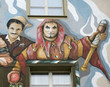 Lucerne, Switzerland, the facade of the house with graffiti