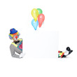 Clown mit Werbeschild