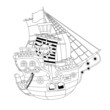 The coloring page - pirate ship
