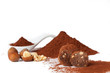 Chocolate truffles_cocoa powder, sugar and hazelnuts