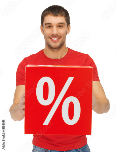 Photo: man with percent sign man with percent sign