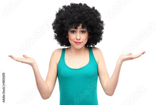 Photo: Woman with afro expressing confusion Woman with afro expressing confusion