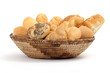 Photo: basket full of bread on a white background basket full of bread on a white background