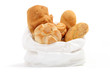 Photo: bag of bread on a white background bag of bread on a white background