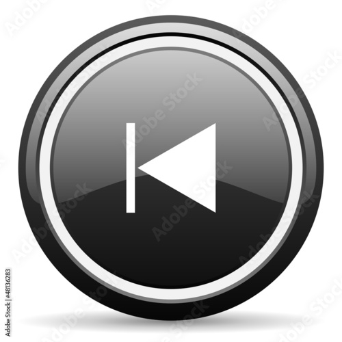 Illustration: prev black glossy icon on white background prev black glossy icon on white background