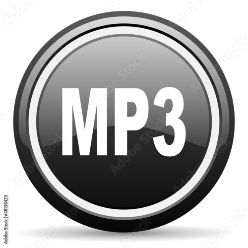 Illustration: mp3 black glossy icon on white background mp3 black glossy icon on white background