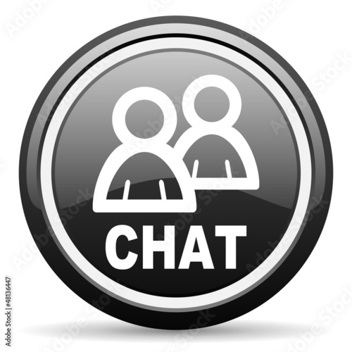 Illustration: chat black glossy icon on white background chat black glossy icon on white background