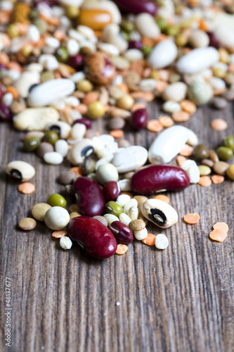 Photo: Mixed vegetables on a wooden background Mixed vegetables on a wooden background